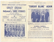 Dublin's ''Theatre Royal News'' Playbill Advertising ''Hollywood's Three Stooges'' on Its Cover, for Their 26 June 1939 Debut Show -- 4pp. Including Covers Measures 5.5'' x 8.75'' Folded -- Very Good